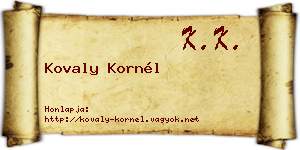 Kovaly Kornél névjegykártya