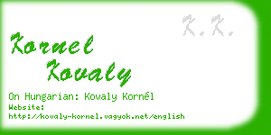 kornel kovaly business card